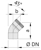 Maßtabelle Bogen 45° Vollform (gezogen) für Pelletheizungen