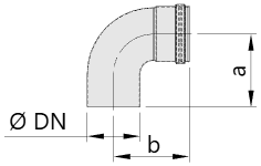 Maßtabelle Bogen 90° Vollform (gezogen) für Pelletheizungen