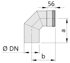 Maßtabelle Bogen 90° für Pelletheizungen