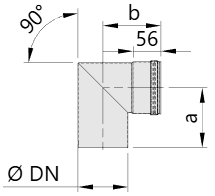 Maßtabelle Winkelbogen 90° für Pelletheizungen