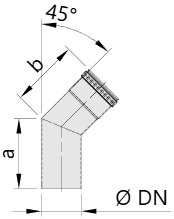 Maßtabelle Bogen 45° für Pelletheizungen